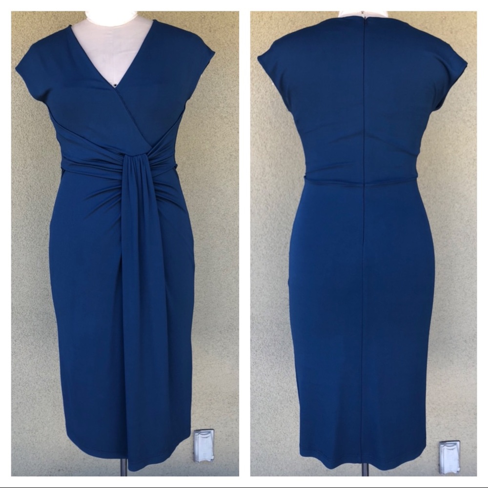 Michael Kors Collection blue draped midi dress